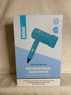 BLISS 1200 W Professional Hair Dryer in Blue, New in Box
